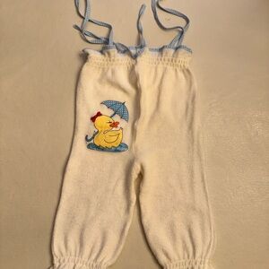 Vintage Kids Duck Embroidered Swim Coverup Pants - White